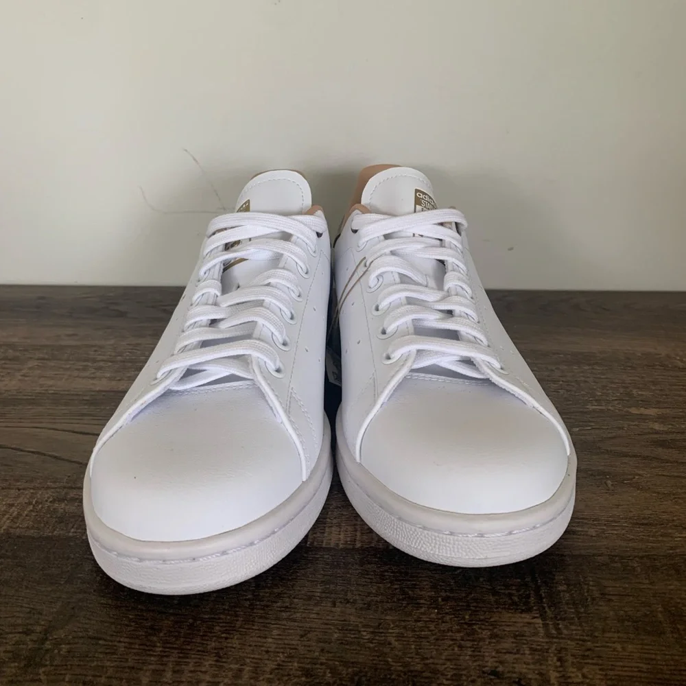 adidas Stan Smith White with Brown Accent Sneakers - Picture 9 of 10